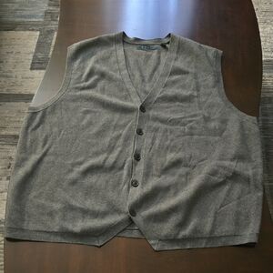 Perry Ellis Charcoal Grey Button Up Knit Vest, 2xLt